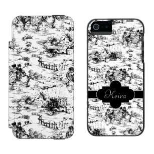 Vintage Black and White Country Toile Incipio Watson™ iPhone 5 Wallet Case