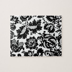 Vintage Black and White Damask Jigsaw Puzzle