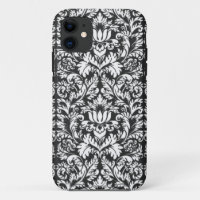Vintage Black and White Damask Lace Brocade