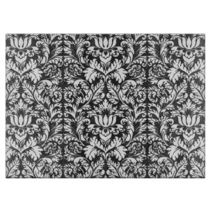 Vintage Black and White Damask Lace Brocade Cutting Board
