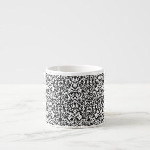 Vintage Black and White Damask Lace Brocade Espresso Cup