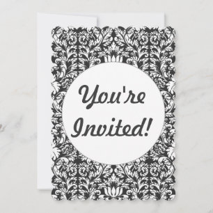 Vintage Black and White Damask Lace Brocade Invitation