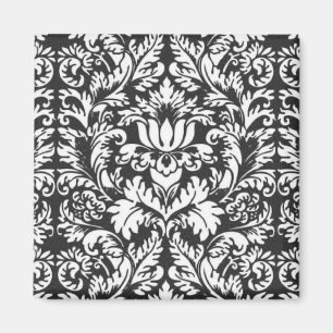 Vintage Black and White Damask Lace Brocade Magnet