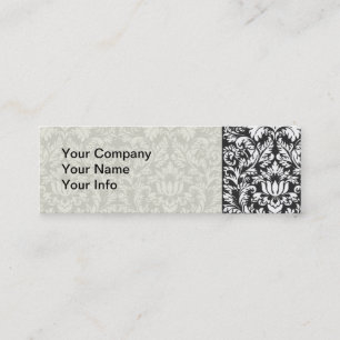 Vintage Black and White Damask Lace Brocade Mini Business Card