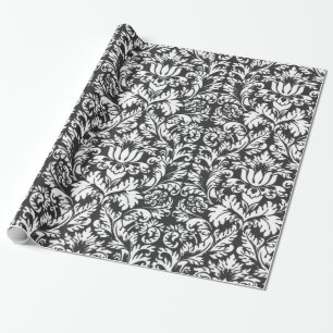 Vintage Black and White Damask Lace Brocade Wrapping Paper
