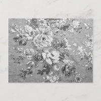 Vintage black and white fabric floral pattern