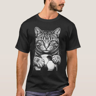 Vintage Black And White Feline Cool Sports Tabby T-Shirt