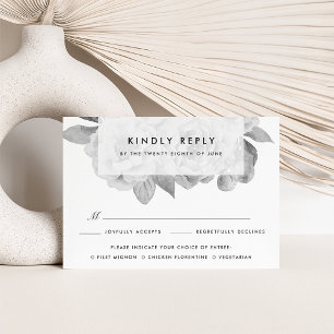 Vintage Black and White Floral Meal Choice RSVP