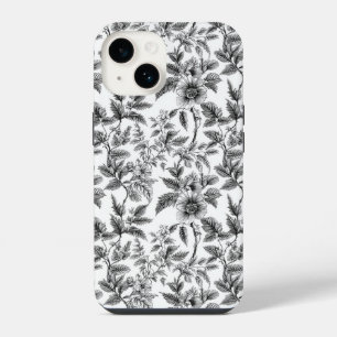 Vintage Black and White Floral Pattern Ferns iPhone 14 Case