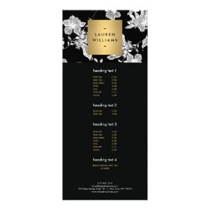 Vintage Black and White Floral Pattern Rack Card