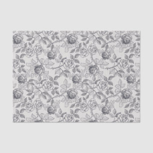 Vintage Black and White Floral Roses Vine Pattern Tissue Paper