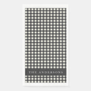 Vintage Black and White Gingham Plaid Personalised Napkin