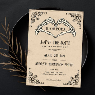 Vintage Black and white gothic arch wedding Save The Date