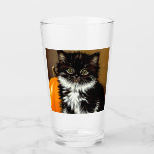 Vintage Black and White Halloween Cat Glass