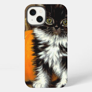 Vintage Black and White Halloween Cat iPhone 13 Case