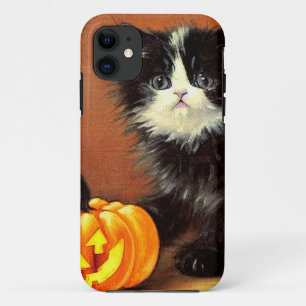 Vintage Black and White Halloween Kitten Case-Mate iPhone Case