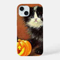 Vintage Black and White Halloween Kitten