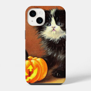Vintage Black and White Halloween Kitten iPhone 14 Case