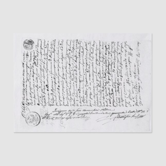 Vintage Black and White Handwritten Letter Tissue Paper (Front)