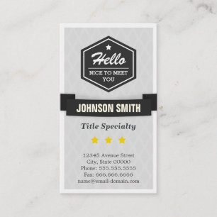 Vintage Black and White - Hello Nice to Meet You Business Card