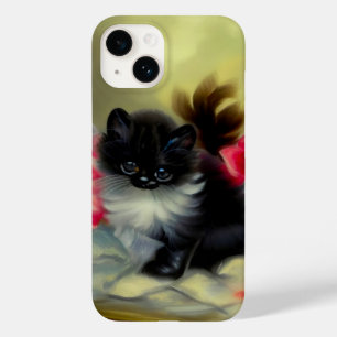 Vintage Black and White Kitten Painting Case-Mate iPhone 14 Case