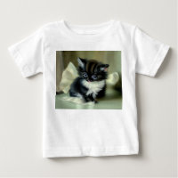 Vintage Black and White Kitten Tongue Sticking Out