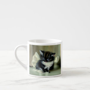 Vintage Black and White Kitten Tongue Sticking Out Espresso Cup