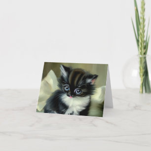 Vintage Black and White Kitten Tongue Sticking Out Invitation