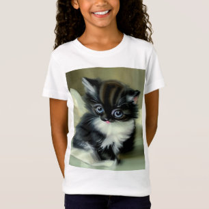 Vintage Black and White Kitten Tongue Sticking Out T-Shirt