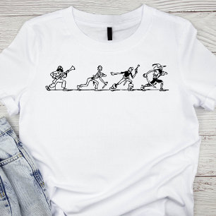 Vintage Black and White Pirate Group Illustration T-Shirt