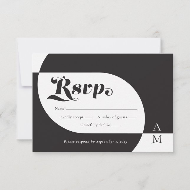 Vintage Black and White RSVP Card (Front)