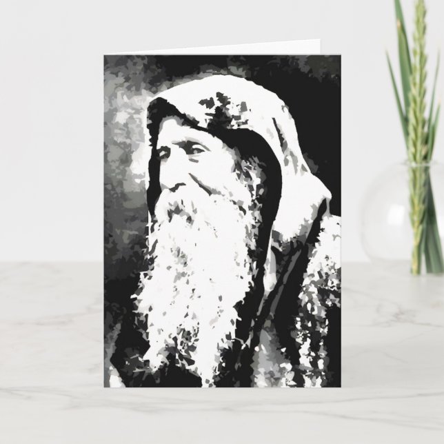Vintage Black and White Santa Claus Christmas Card (Front)