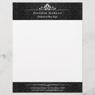 Vintage Black and White Shadow of Damask Decor Personalised Letterhead