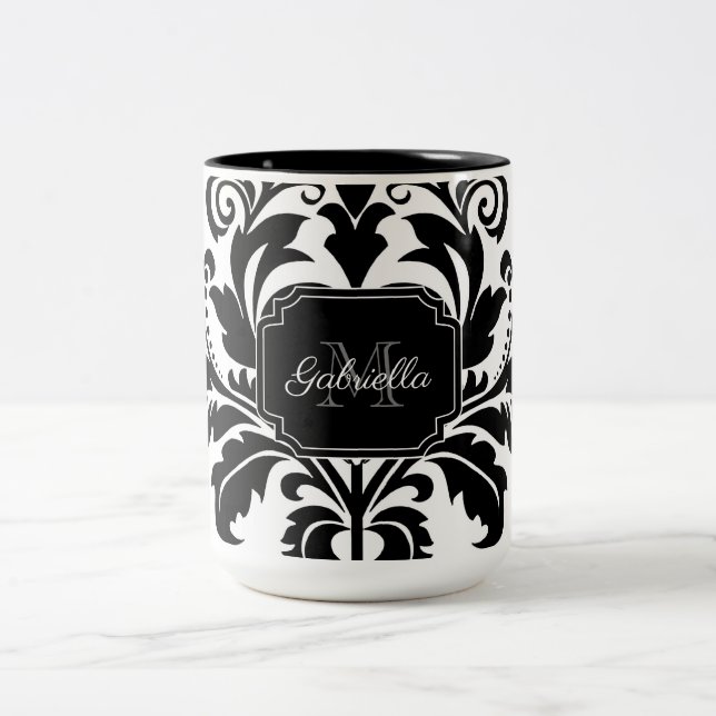Vintage Black and White Two-Tone Coffee Mug (Center)