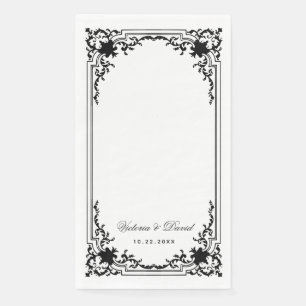 Vintage Black and White Wedding Elegant Script  Napkin