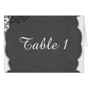 Vintage Black and White Wedding Table Number