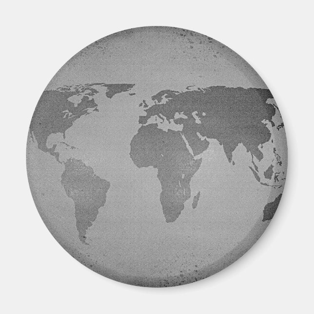 Vintage black and white world map magnet (Front)
