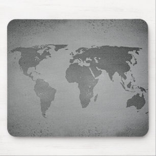 Vintage black and white world map mouse pad