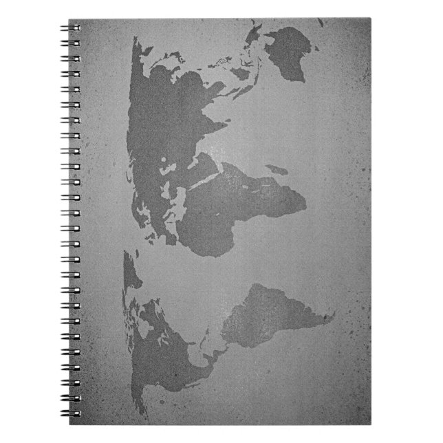 Vintage black and white world map notebook (Front)