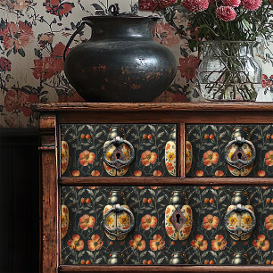 Vintage Black And Yellow Floral Beetle Pattern Tissue Paper