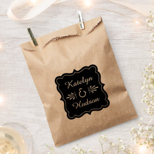 Vintage Black Art Deco Kraft Monogram Wedding Favour Bags