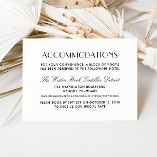 Vintage Black Art Deco Wedding Accommodations Enclosure Card