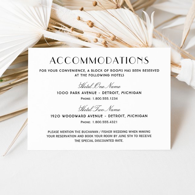 Vintage Black Art Deco Wedding Accommodations Enclosure Card (Creator Uploaded)