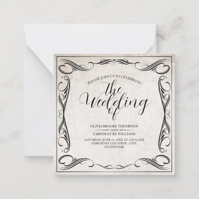 Vintage Black Art Deco Wedding Announcement (Front)