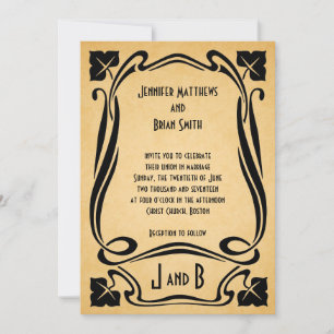 Vintage Black Art Deco Wedding Invitation