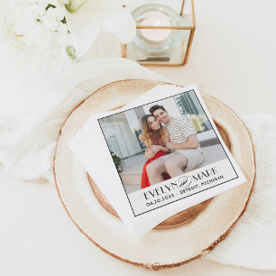 Vintage Black Art Deco Wedding Monogram Photo Napkin