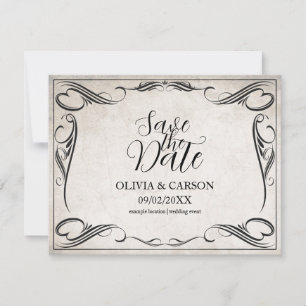 Vintage Black Art Deco Wedding Save the Date
