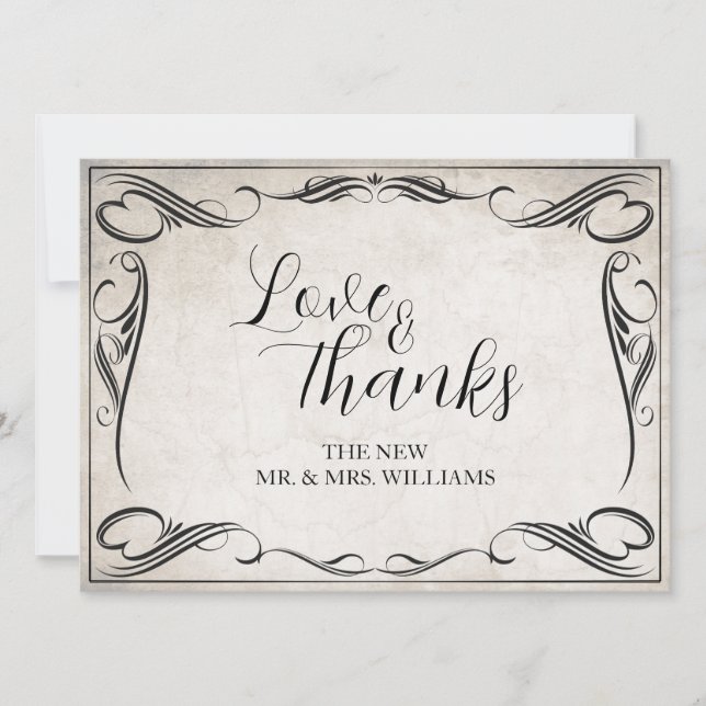 Vintage Black Art Deco Wedding ThankYou (Front)