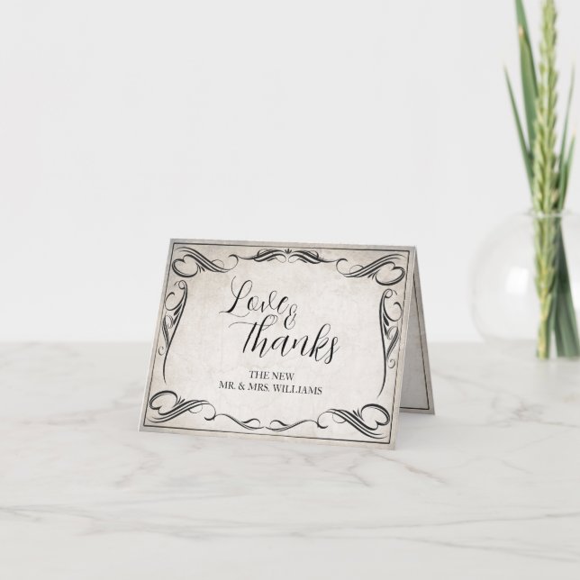 Vintage Black Art Deco Wedding ThankYou Card (Front)