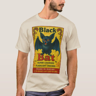 Vintage Black Bat Firecracker Label T-Shirt